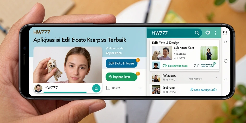 Antarmuka pengguna HW777 saat mengedit foto kertas kaca.