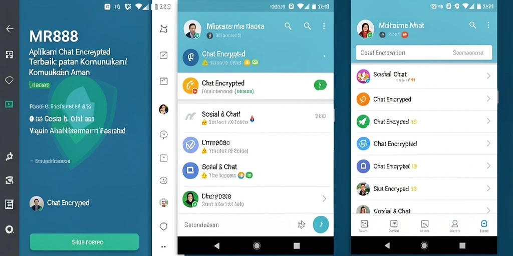 Tampilan antarmuka MR888 yang sederhana dan efisien untuk chatting aman.