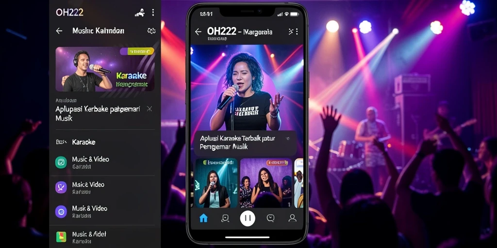 Antarmuka pengguna OH222 yang intuitif dan fitur karaoke interaktif.
