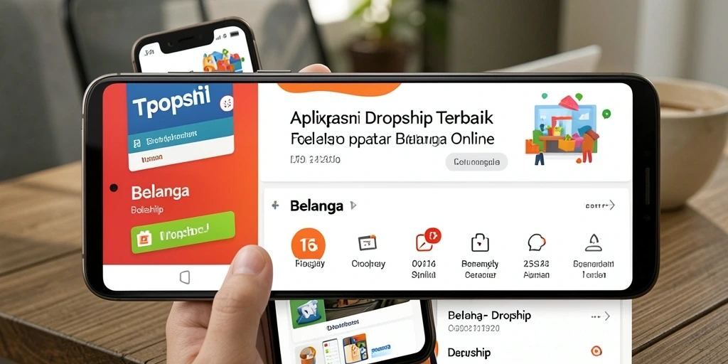 Tampilan antarmuka aplikasi T6 untuk berbelanja Dropship.