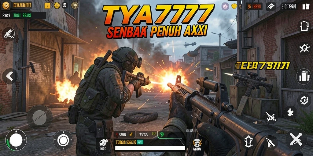 Tampilan antarmuka menakjubkan game tembak senjata yang penuh aksi.