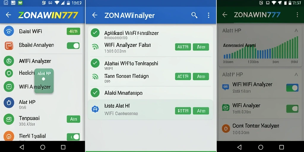 Tampilan antarmuka ZONAWIN777 yang menunjukkan analisis jaringan WiFi.
